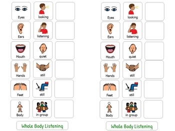 Preview of Whole Body Listening Checklist