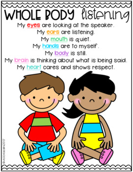 Free Whole Body Listening Poster By Victoria Saied Tpt