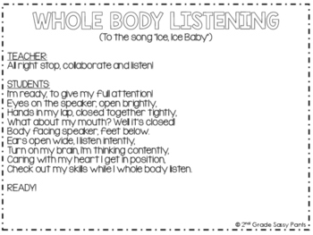 Preview of Whole Body Listening Song | Classroom Song | Whole Body Listening