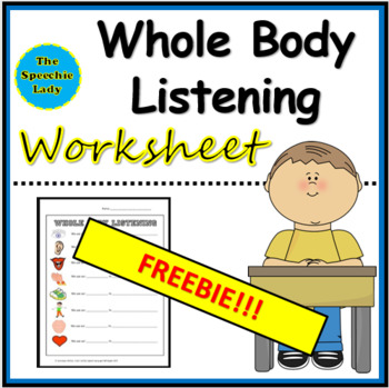 Whole Body Listening Worksheet By The Speechie Lady Tpt