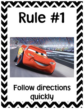 Preview of Whole Brain Classroom Rules - Disney Theme & Chevron Stripes