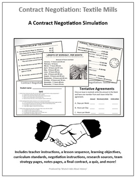 Preview of Whole Class Contract Negotiation Simulation: Textile Co. vs. Labor Union, 1852