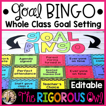 Preview of Whole Class Goal Setting and Tracking - BINGO Style - Editable