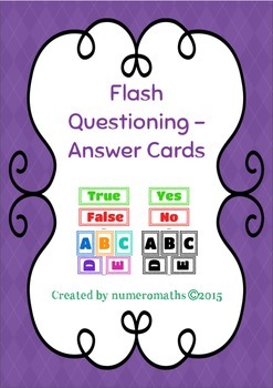 Preview of Whole Class Questioning - Answer Cards (Various)