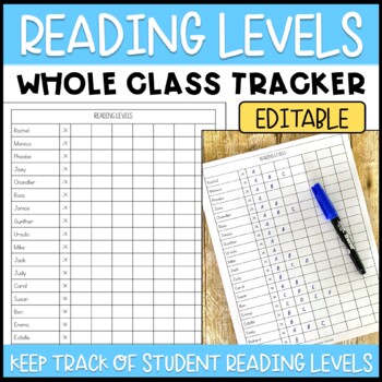 Preview of Whole Class Reading Levels Tracker - Editable