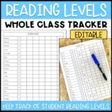 Whole Class Reading Levels Tracker - Editable