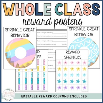 Preview of Whole Class Reward Chart - Donut | EDITABLE REWARDS