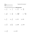 Whole Number Computation Preassessment