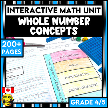 Preview of Whole Numbers Interactive Math Unit | Grade 4 and Grade 5