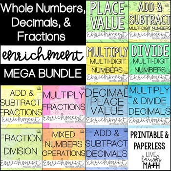 Preview of Whole Number, Decimal, & Fraction Operations Enrichment - Math Logic Puzzles