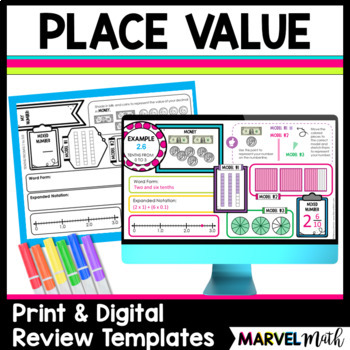 Preview of Place Value Review - Decimals and Whole Numbers -Print and Digital Google Slides