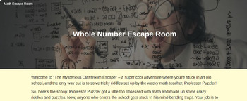 Preview of Whole Number Math Escape Room