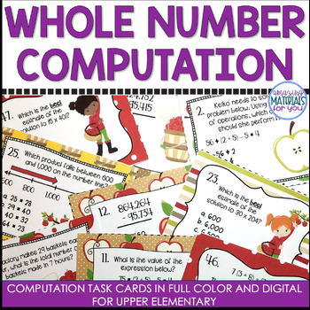 Preview of Whole Number Operations Task Cards