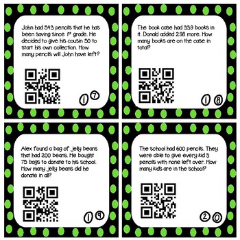 Whole Number Operations Task Cards (Optional QR Codes) by Mrs Danko's ...