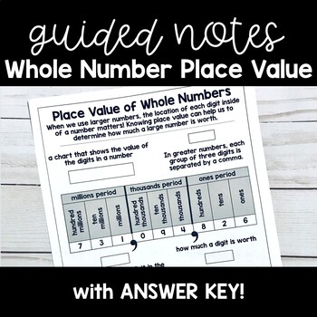 Preview of Whole Number Place Value MATH GUIDED NOTES