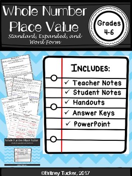 Preview of Whole Number Place Value Standard Expanded and Word Form (LESSON and POWERPOINT)