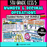 Whole Number and Decimal Operations Guided Notes Unit Bund