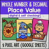 Whole Number and Decimal Place Value Digital Pixel Art | G