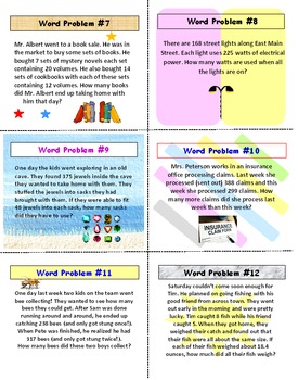 Preview of Whole Numbers FREE PREVIEW Word Problems Task Cards