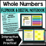 Whole Numbers Review Digital Notebook & Math Printable Fli