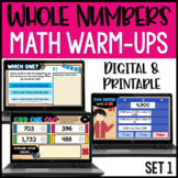 Math Warm-Ups Set 1 - Whole Numbers with Digital Activities