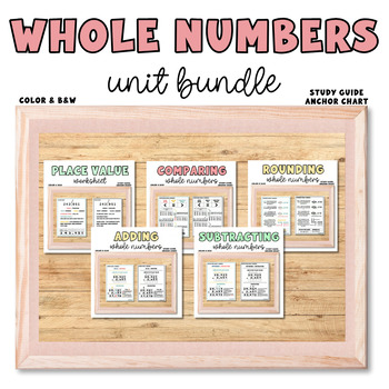 Preview of Whole Numbers Unit BUNDLE, Study Guide, Anchor Chart