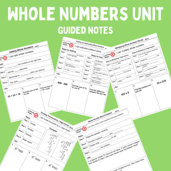 Preview of Whole Numbers Unit - Guided Notes