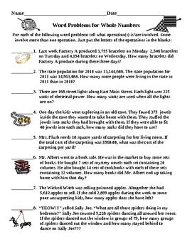 problem solving with whole numbers