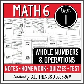 Preview of Whole Numbers and Operations (Math 6 Curriculum – Unit 1) | All Things Algebra®