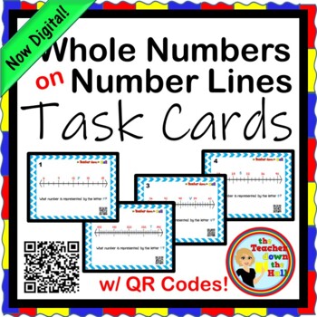 Preview of Whole Numbers on Number Lines Task Cards NOW Digital!