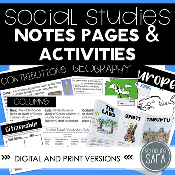 Preview of Whole Year 3rd Grade Social Studies Notes & Activities | VA SOL aligned