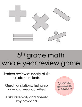 Preview of Whole Year 5th Grade Math Review Game