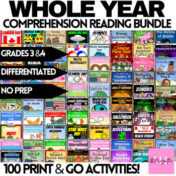 Preview of Whole Year World History Reading Comprehension Worksheet Bundle!