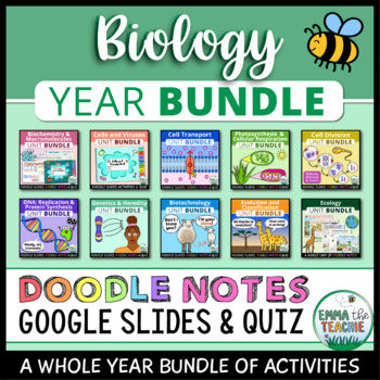 Preview of WHOLE YEAR of Biology Doodle Notes, Digital Activities & Quizzes for Curriculum