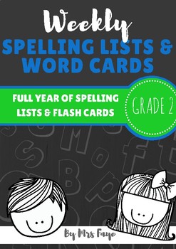 Preview of Whole Year of Grade 2 Spelling Lists and Word Cards