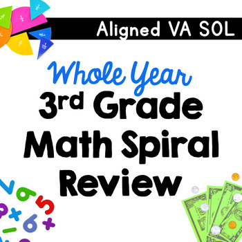 Preview of Whole Year of Weekly Math Spiral Review Third Grade VA SOL Aligned