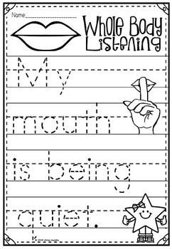 Whole body listening writing sheets by Eye Popping Fun Resources