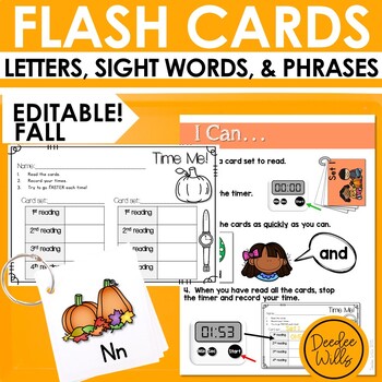 Preview of Fall Sight Words Flash Cards, Alphabet Flash Cards & Fluency Sentences Games