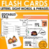 Fall Sight Words Flash Cards, Alphabet Flash Cards & Fluen