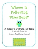Whooo is Following Directions?- A Following Directions Game