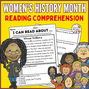 Preview of Whoopi Goldberg Reading Comprehension / Women's History Month Worksheets