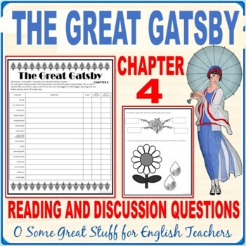 Preview of The Great Gatsby, Chapter 4 - Reading Questions for Comprehension and Analysis