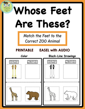 Preview of Whose Feet are These? ZOO ANIMAL Possessives (PRINT and EASEL Versions)