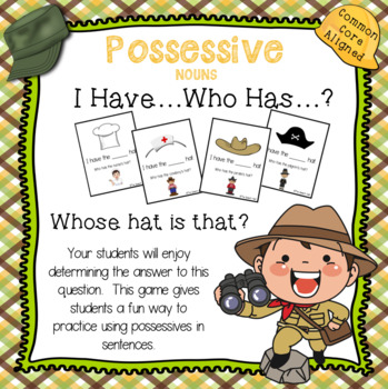 Preview of Whose Hat Is That? - Singular Possessive Nouns - I Have Who Has Card Game