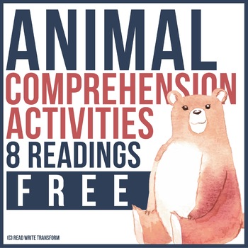 Preview of 8 FREE Animal Reading Comprehension with Activities and Games for Grades 1-3