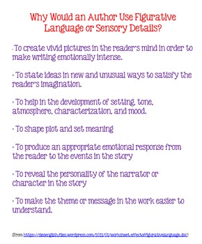 Preview of Why Authors Use Figurative Language & Sensory Details