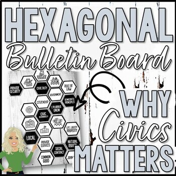 Preview of Civics Hexagonal Thinking Bulletin Board Display