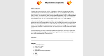 Preview of Why Do Leaves Change Color in the Fall? - Lab