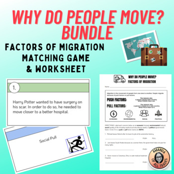 Preview of Why Do People Move? Factors of Migration BUNDLE w/ Worksheet and Memory Game