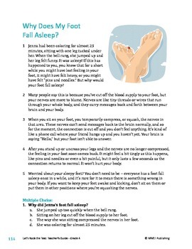 Preview of Why Does My Foot Fall Asleep? - Informational Text Test Prep
